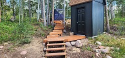 Stairs, landings, and deck for sauna tent courtesy: the JOATMON